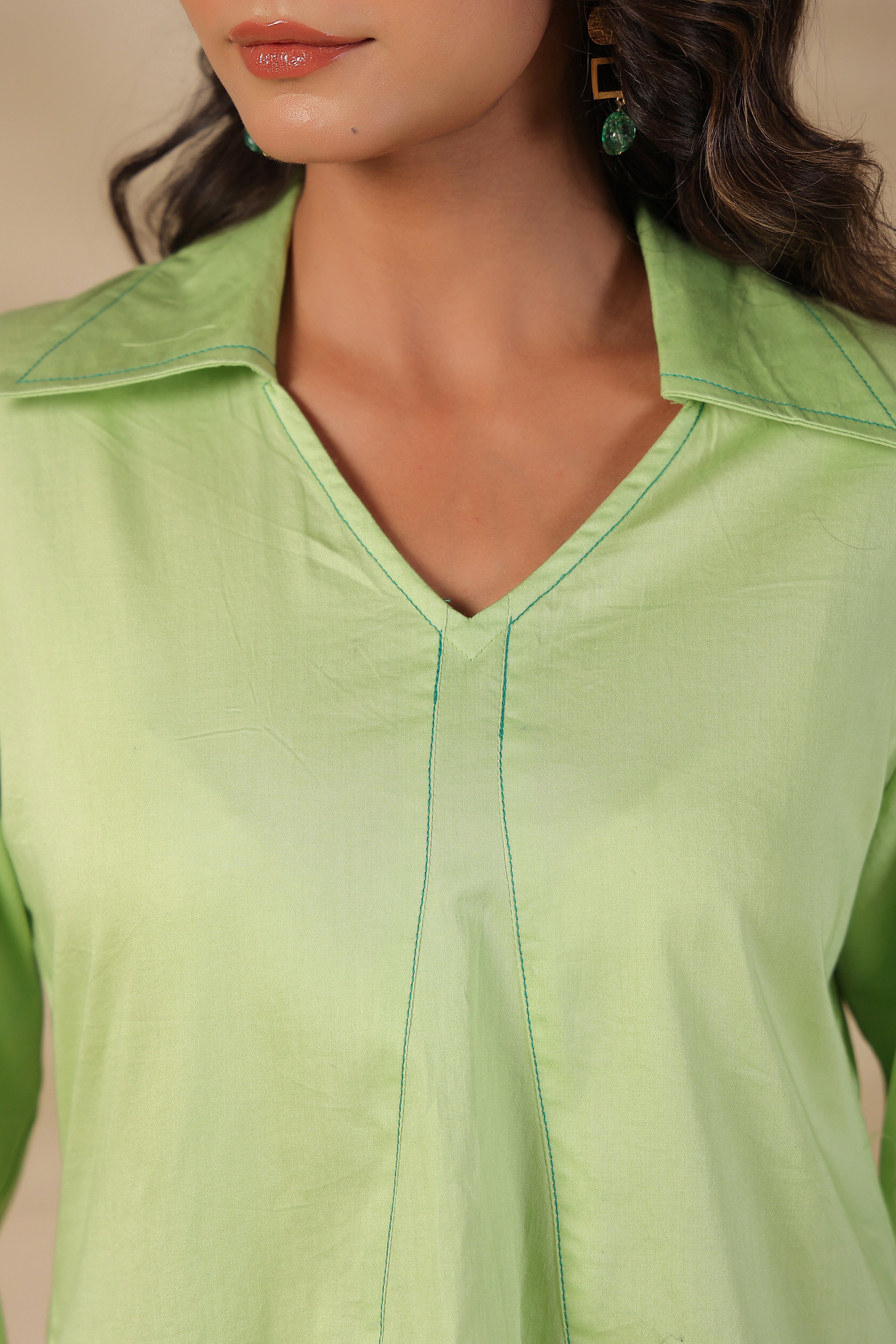 Tropical Lime Cutout Shirt