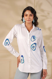 Ivory Evil Eye Sequin Shirt