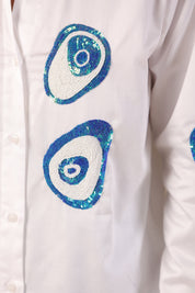 Ivory Evil Eye Sequin Shirt