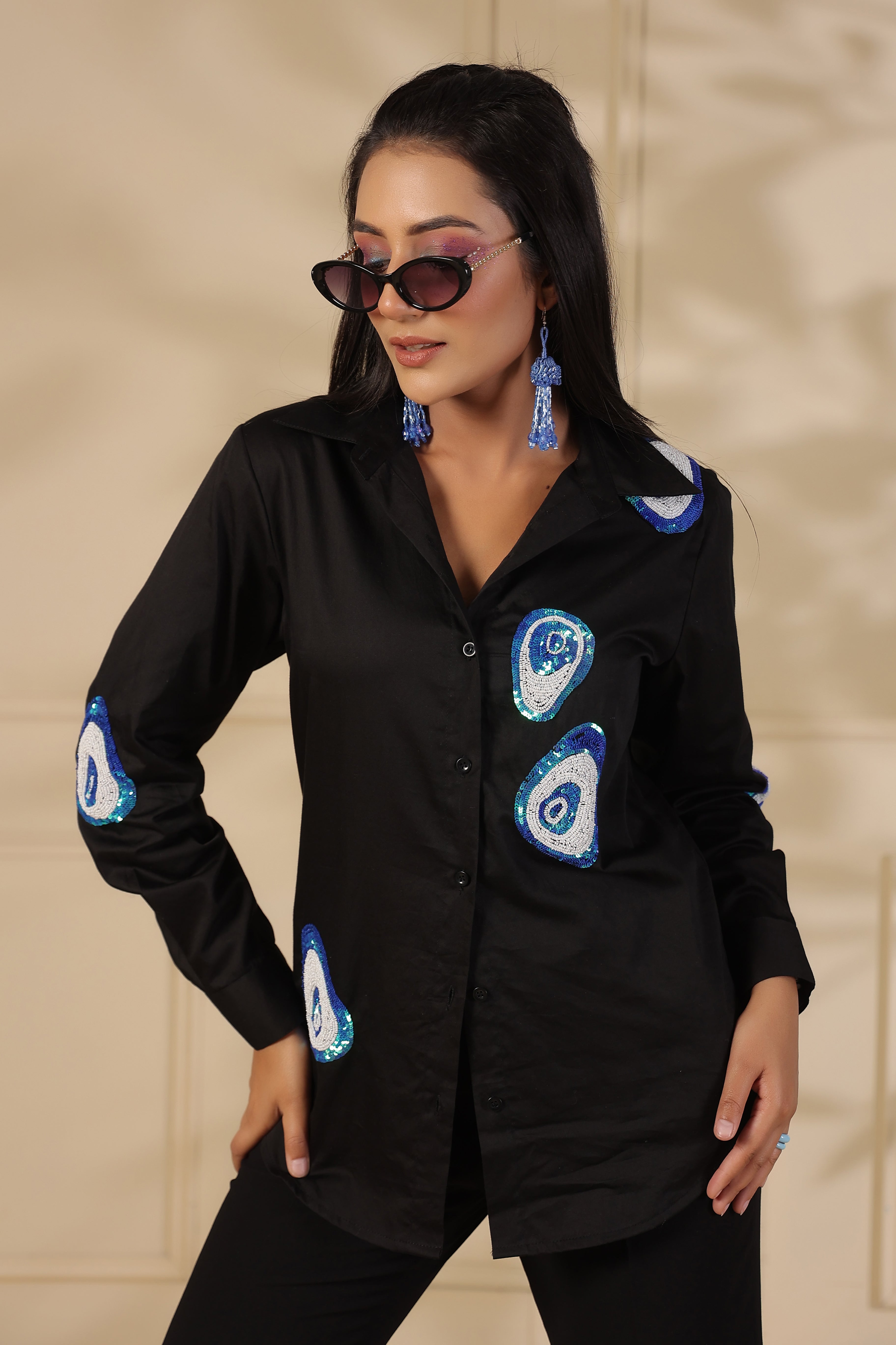 Ebony Evil Eye Sequin Shirt