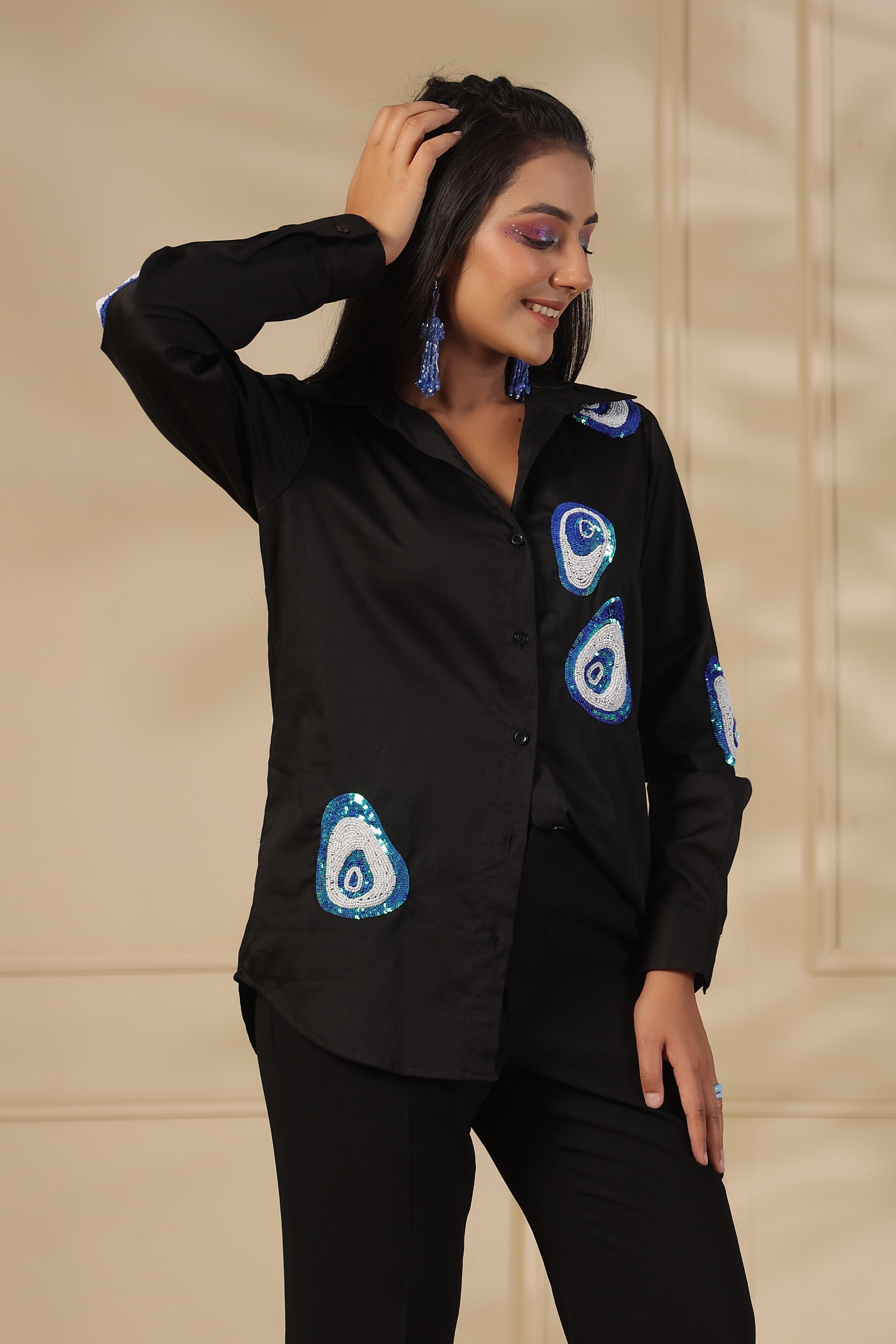 Ebony Evil Eye Sequin Shirt