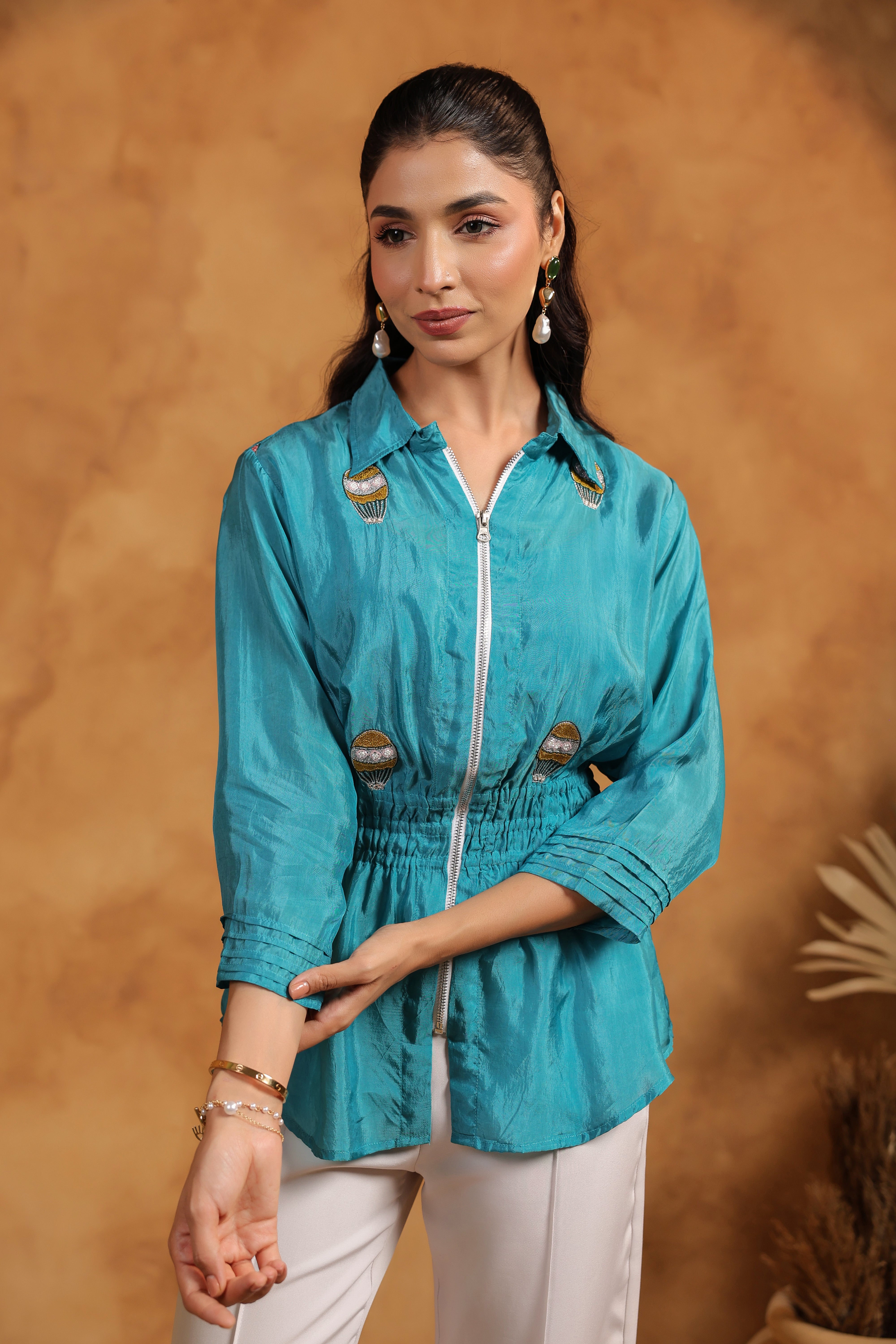 balloon zip shirt ミントグリーン Balloon Zip Shirt