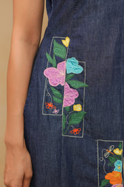 Side embroidery close-up of Rectaflora Midi Dress.