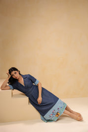 Model in Woodland Muse Midi Dress styled effortlessly for a modern, nature-inspired look